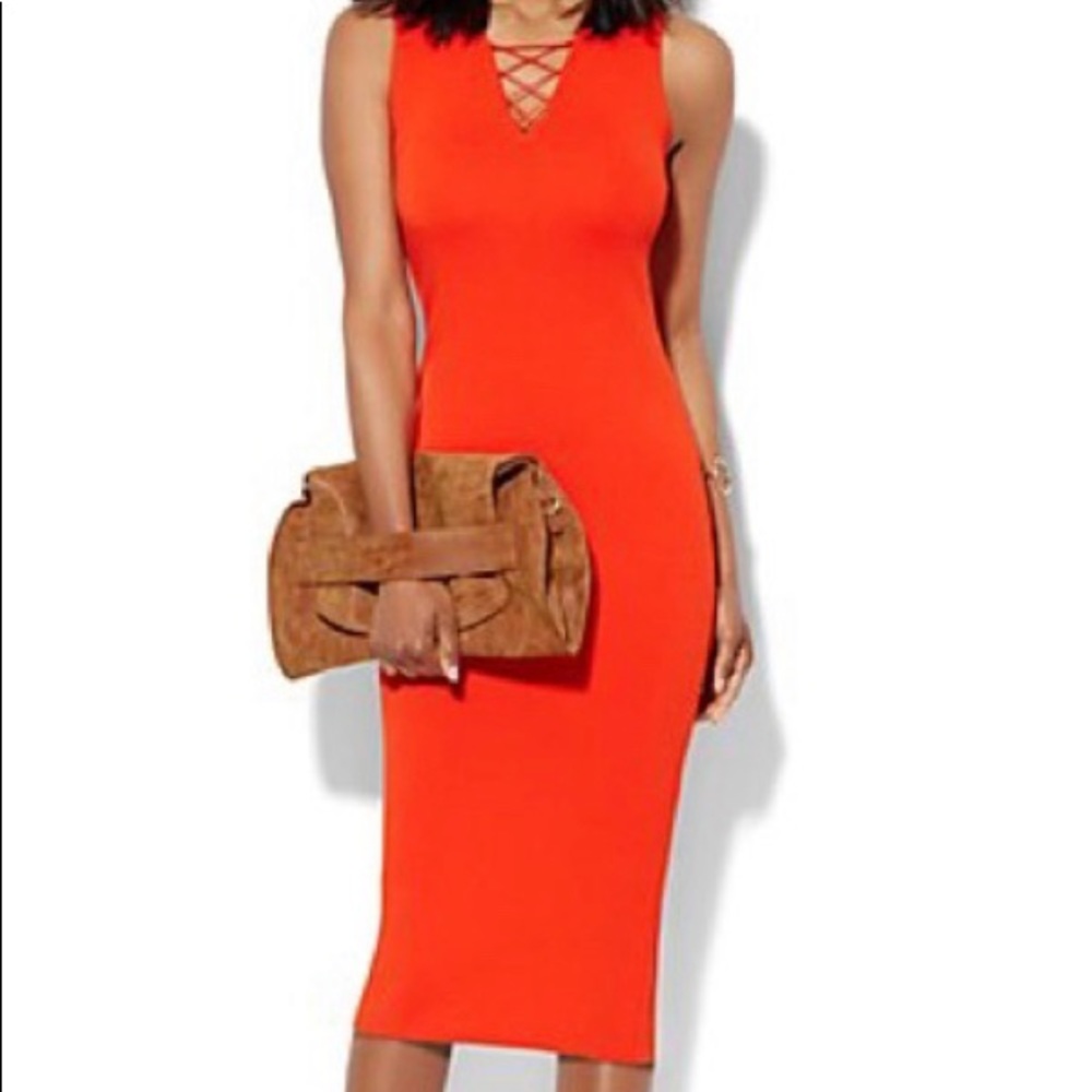 New York and Company fitted midi pencil dress